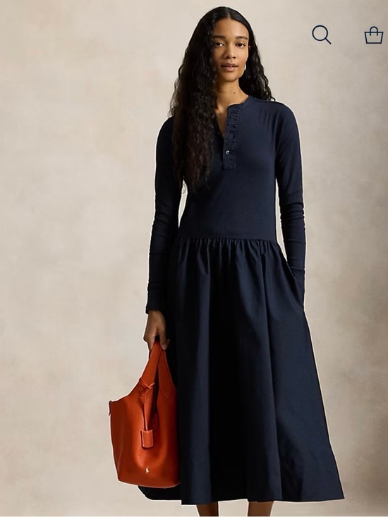 Polo Ralph Lauren Dresses & Skirts - Polo by Ralph Lauren Navy Long-Sleeve Henley Midi Dress